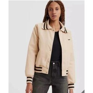 Levi's After School Tan Bomber Jacket Size Medium Beige